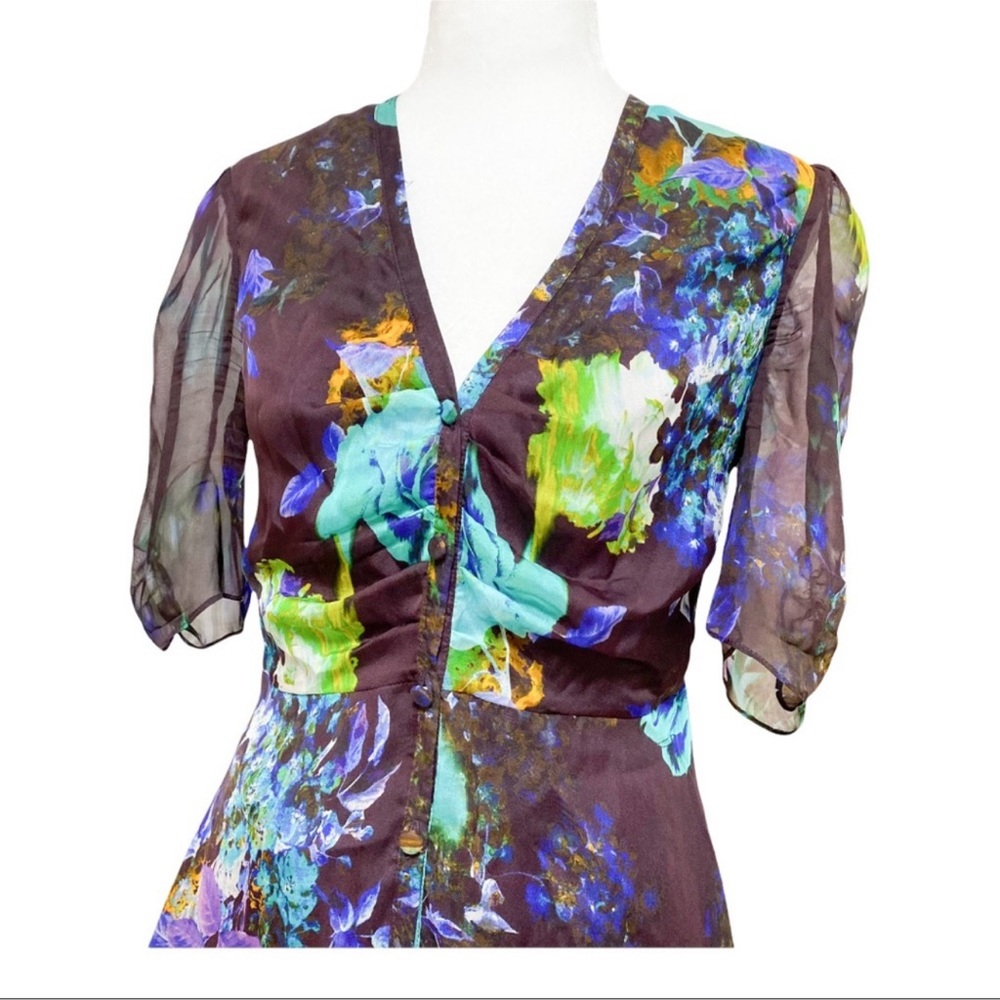 Mason 100% Silk Multicolored Button Front Mini Dr… - image 4